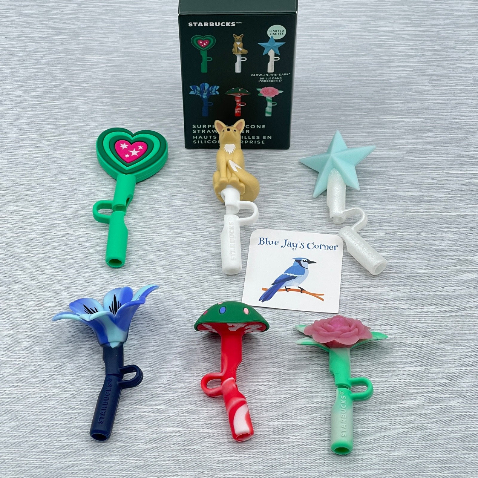 Starbucks Straw Topper Star Complete Set 6 Limited Ed Silicone for Cold Cup 2024