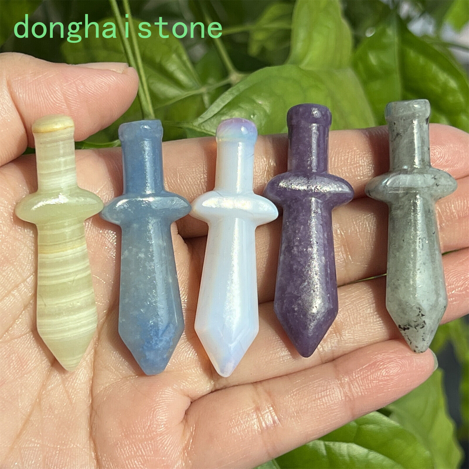 5pcs Natural Mixed Sword carved Quartz Crystal Skull Knife pendant healing 2\
