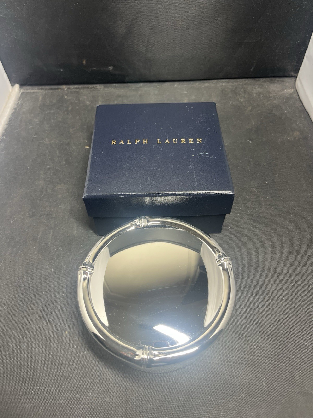 Ralph Lauren Bryce Trinket Box Silver Tone Bamboo