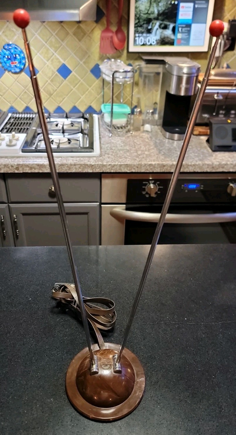 Vintage RCA Atomic Age Rabbit Ears TV Antenna Brass Space Age Mid-Century MCM FM