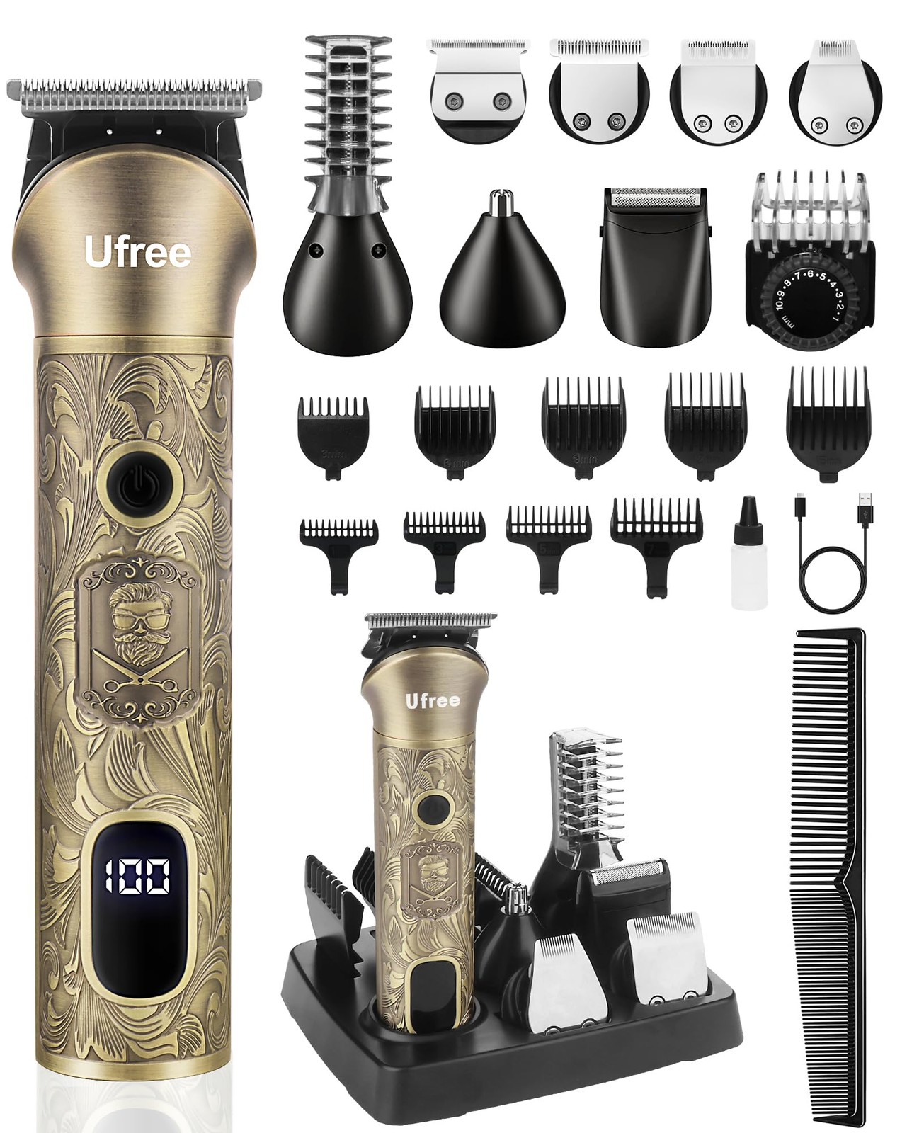 Beard Trimmer & Shaver Kit, Cordless 7-in-1 Grooming Set, Gift for Men