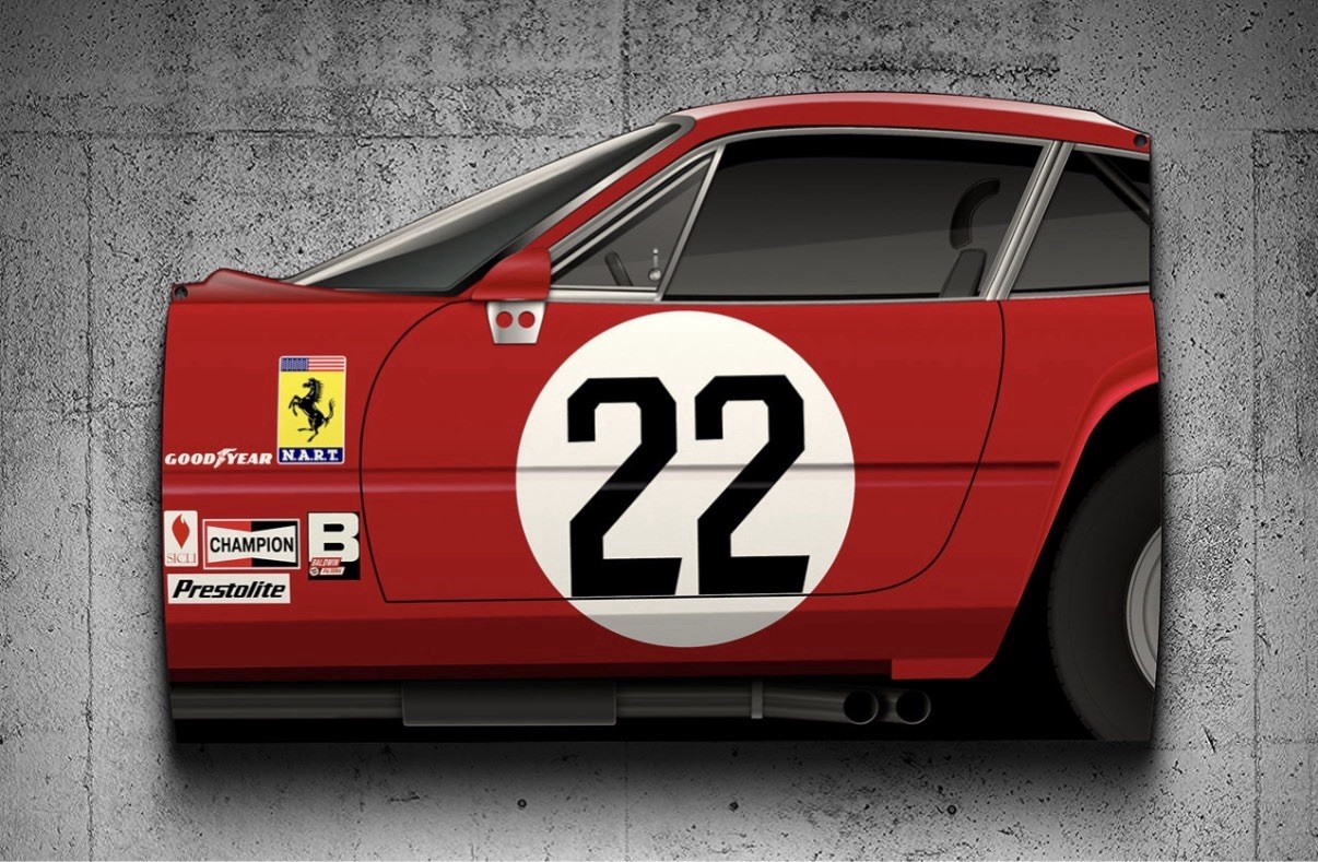 WOW 1971 365 GTB4 Competizione Race Curved Style Sign