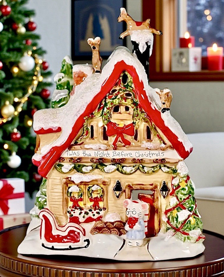 Blue Sky Clayworks NIGHT BEFORE CHRISTMAS Ceramic Candle House NEW Auth Retailer