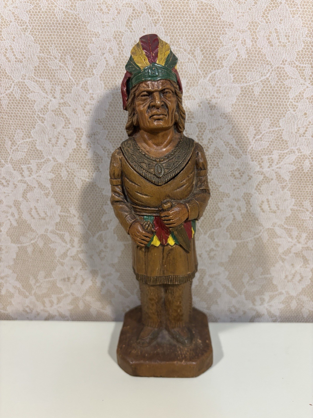 Vintage 1940s Syroco Wood Indian Chief Corkscrew Figure RARE
