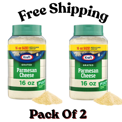 Kraft Parmesan Grated Cheese, 16 oz Shaker ( Pack of 2 )
