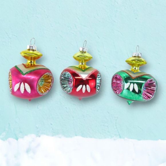 Set of 6 Vintage Retro Spin Top Ornaments Christmas Decor *SHIPS WITHIN 10 DAYS*