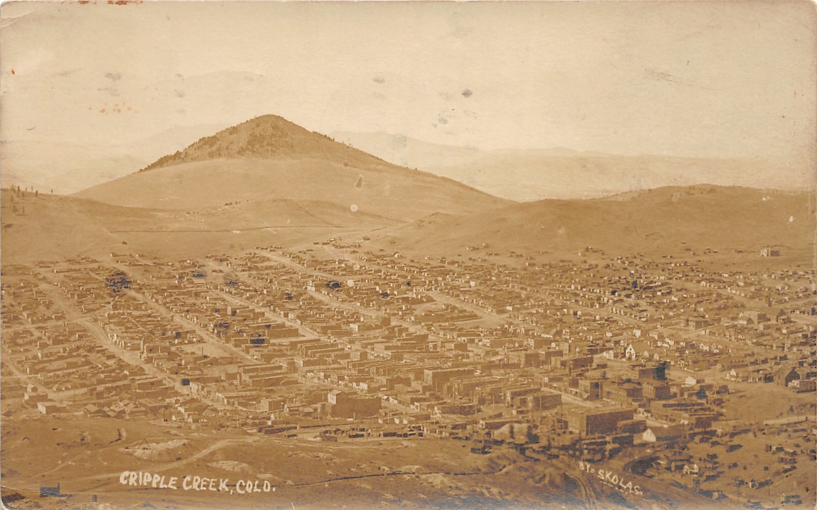 H80/ Cripple Creek Colorado RPPC Postcard c1910 Birdseye View Homes 161