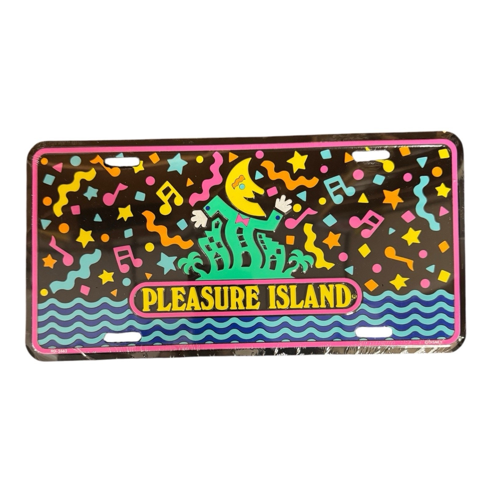 Pleasure Island Disney Springs License Plate Neon Moon Sealed 1990