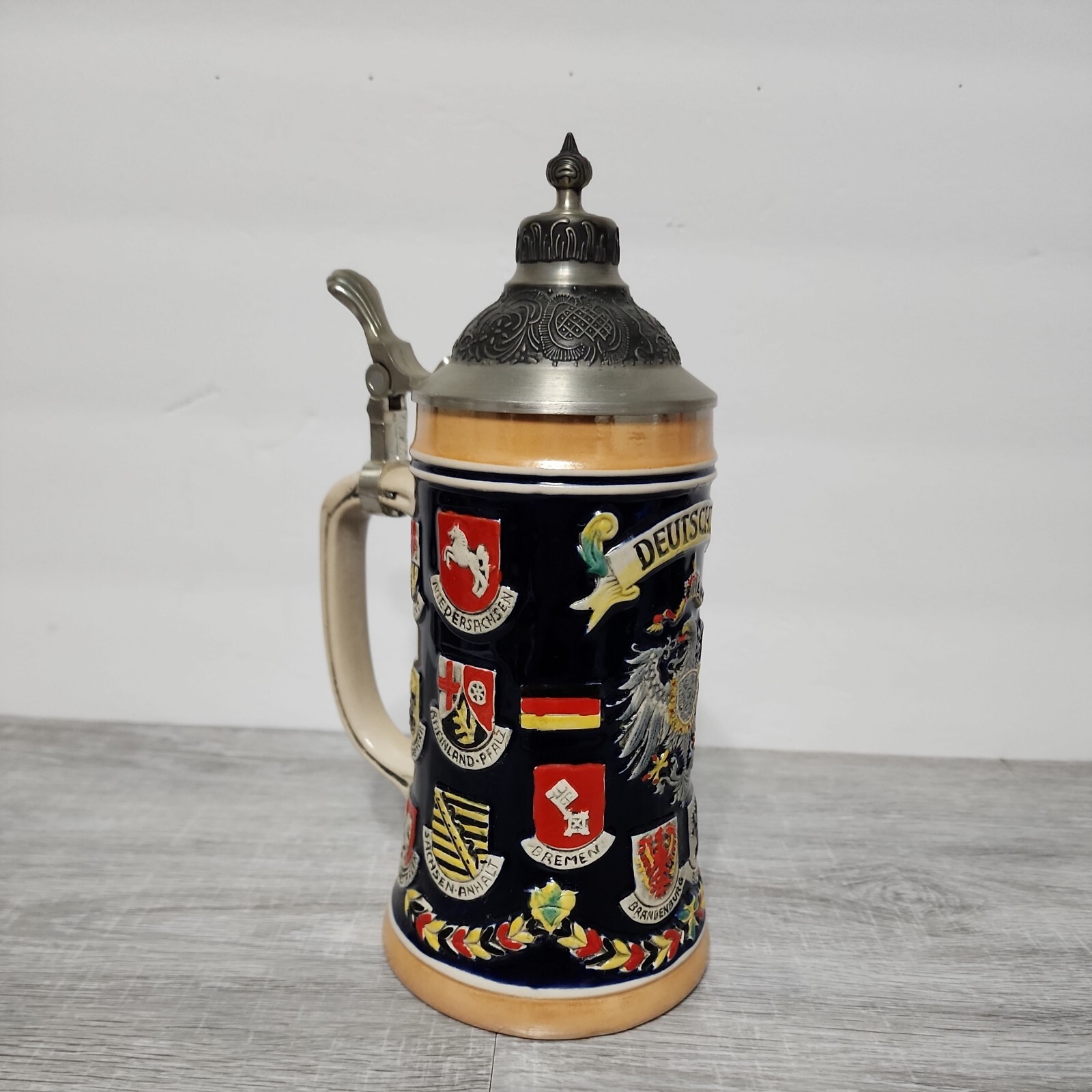 SCHMITT & SOHN Ceramic Germany DEUTSCHLAND Beer Stein Handmade Gold Hand Painted
