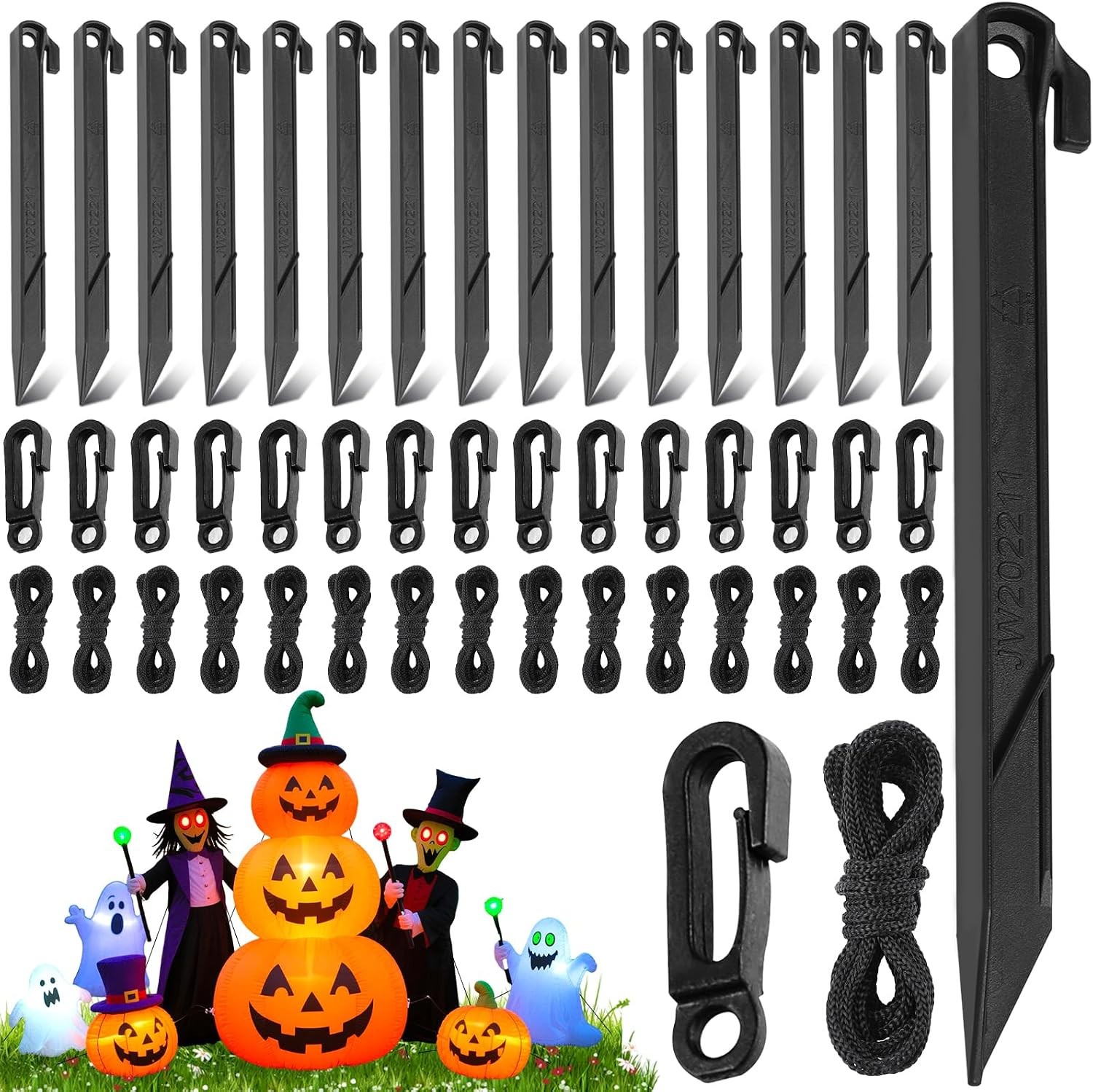 48Pcs Inflatable Stakes W/Tether&Hooks for Halloween Christmas Decorations