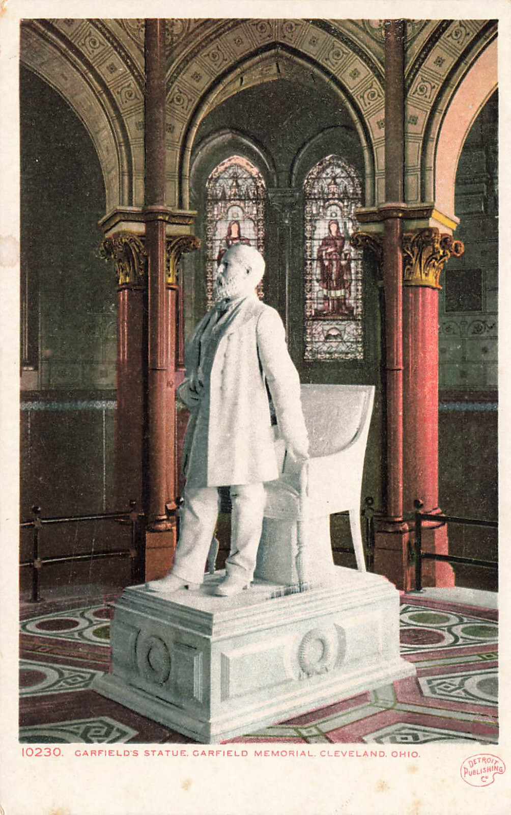 GARFIELD'S STATUE AT MEMORIAL POSTCARD CLEVELAND OH OHIO 1906