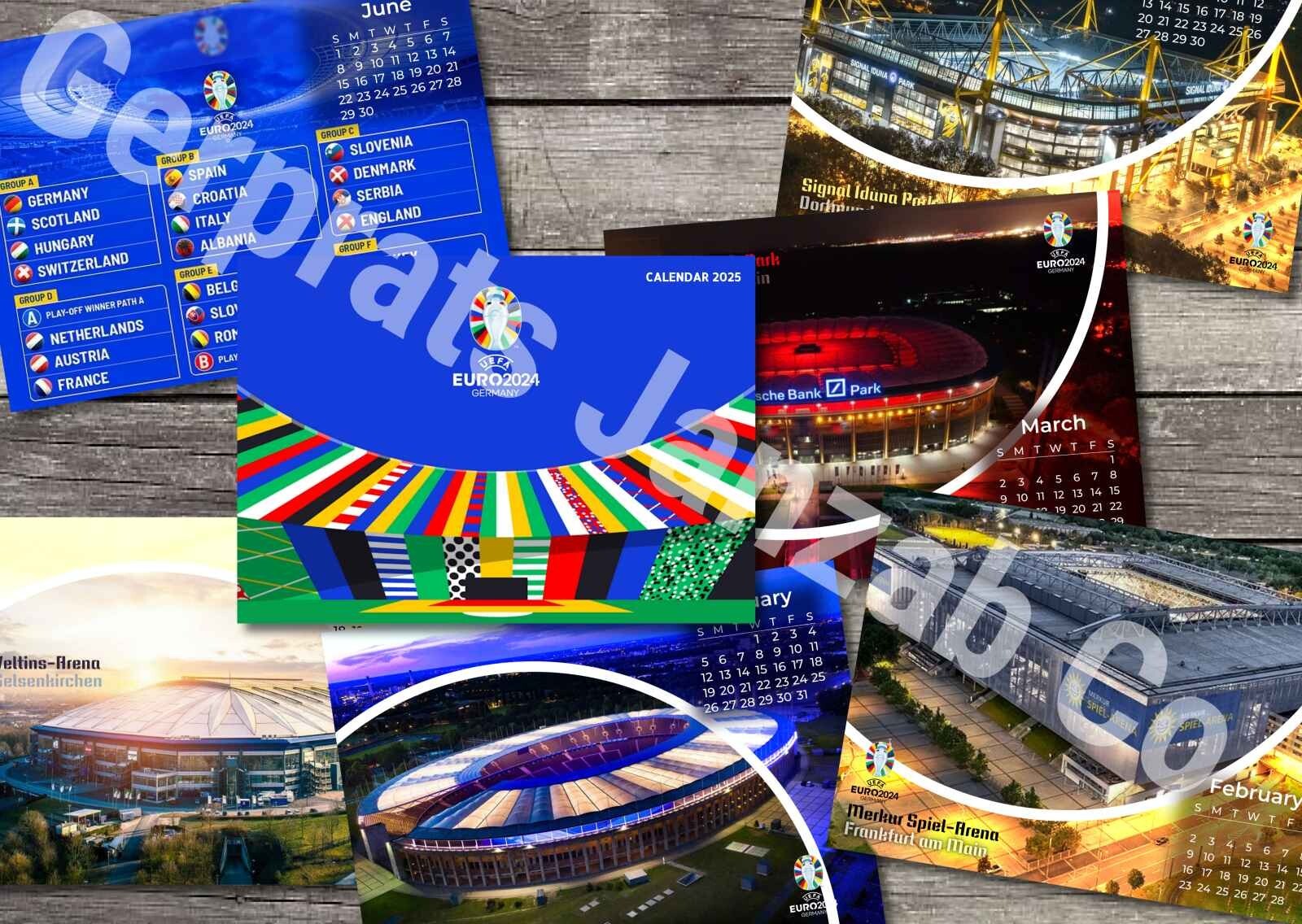 Calendar 2025 EURO 2024 in Germany UEFA STADION FOOTBALL STADIUM Size 40*30cm