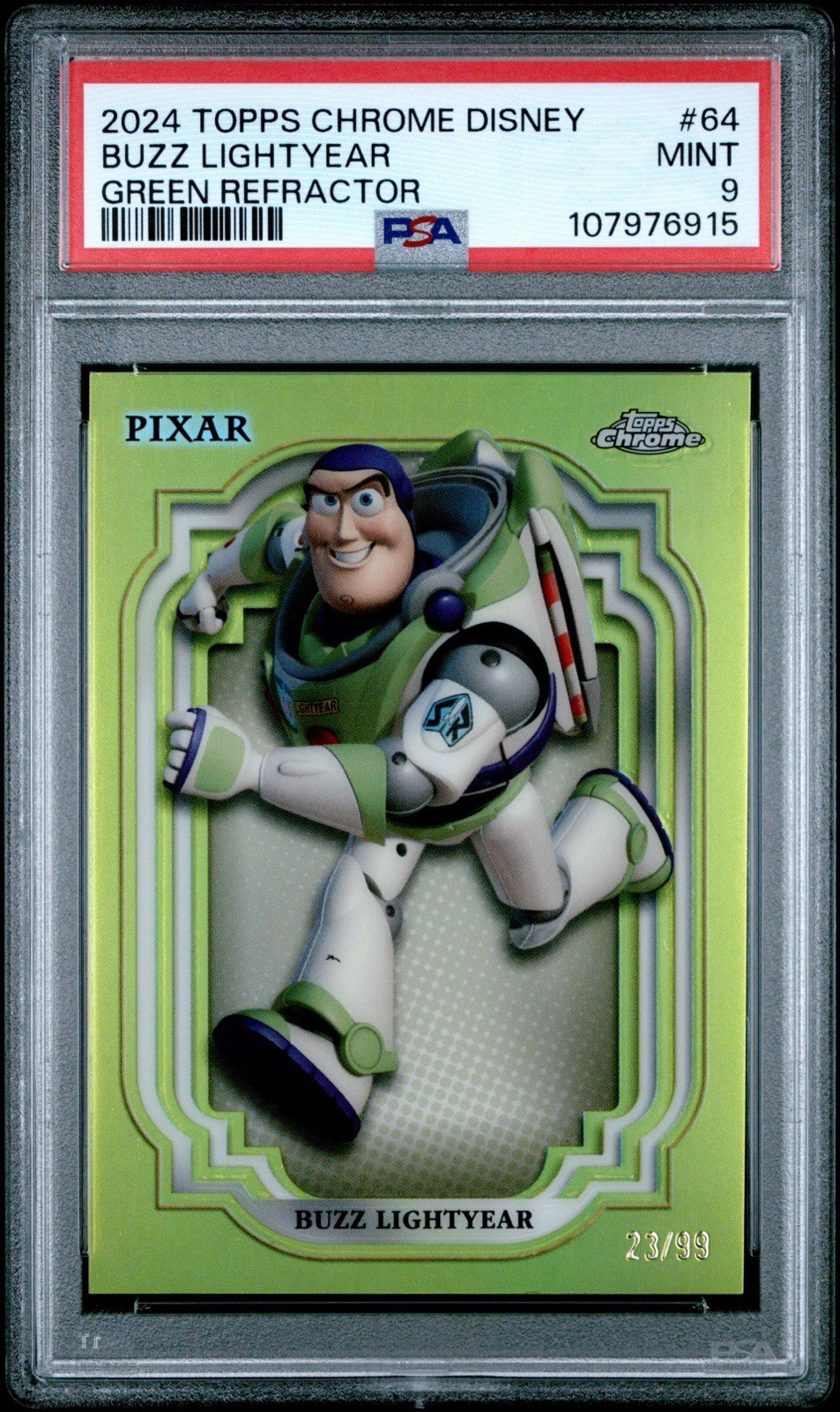 2024 Topps Chrome Disney Buzz Lightyear /99 Green Refractor PSA 9 Mint