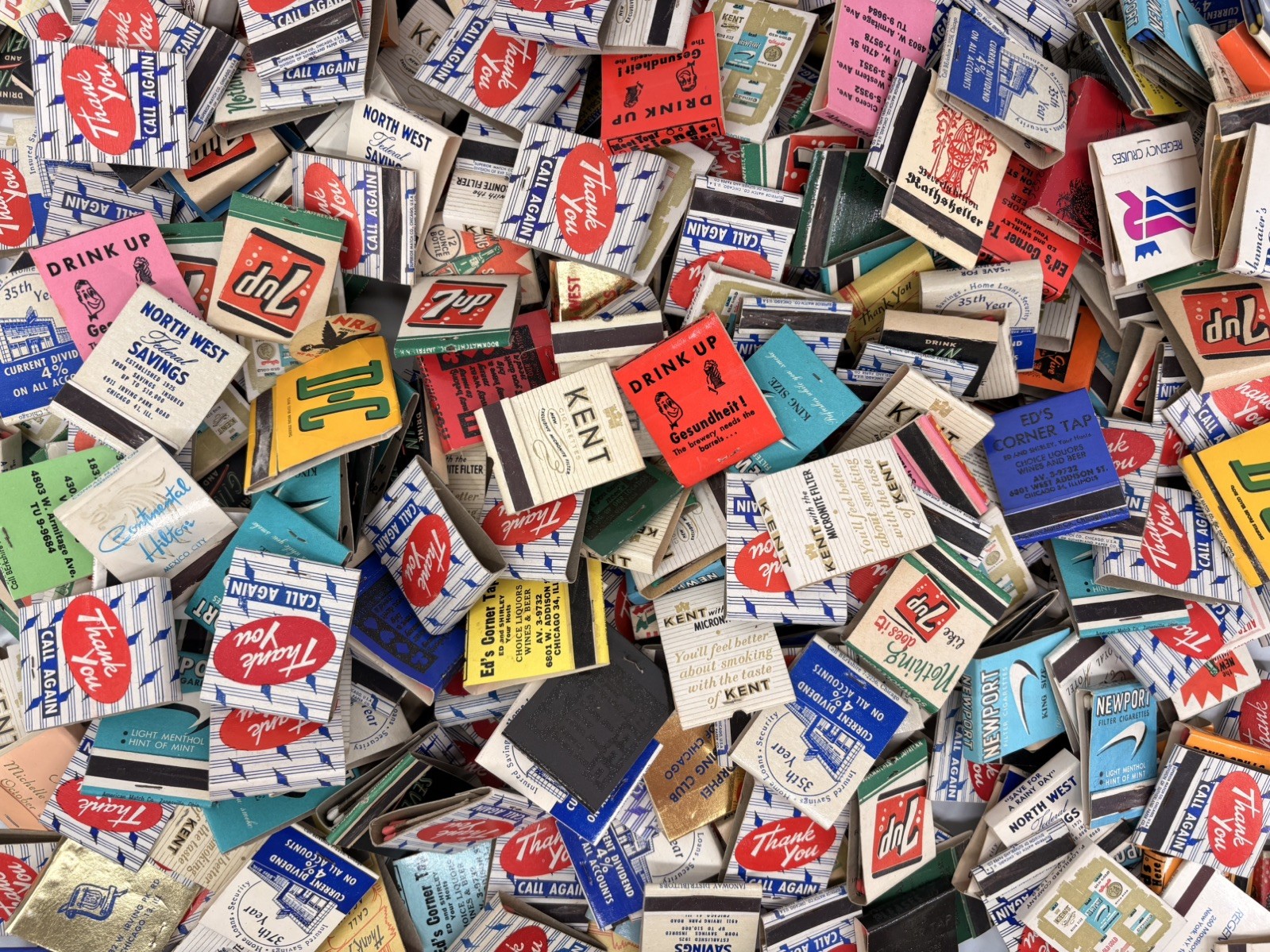 100 Vtg New and Partial Struck Matchbooks Large Mixed Lot Random 