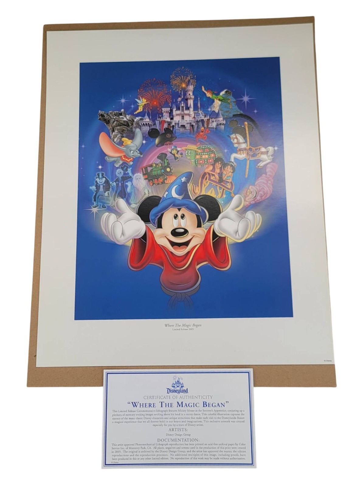 Disneyland Where The Magic Began Mickey Lithograph 2005 COA M15