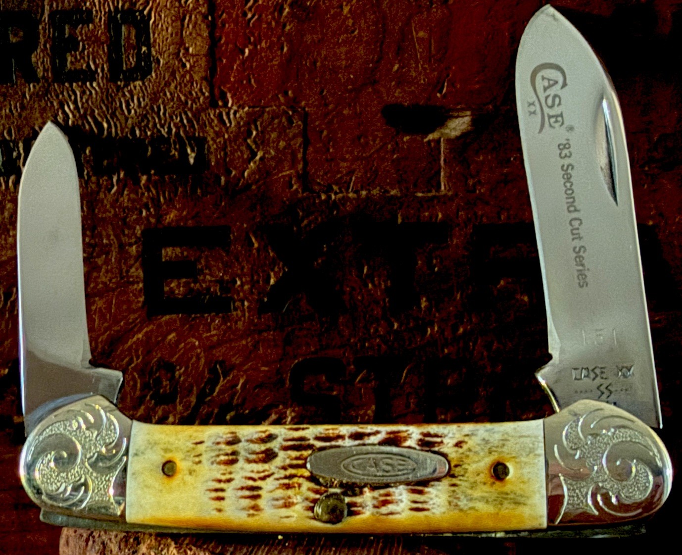 🔥RARE 1983 CASE XX SECOND CUT SCROLLED SILVER BOLSTERS 2 BLADE CANOE🔥