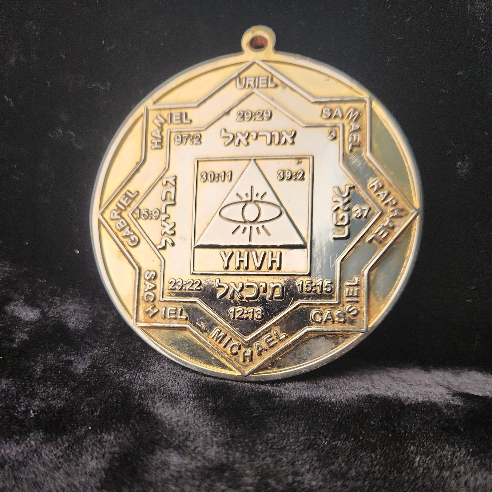 Very Rare Hermetic Occultist “Yod Je Vau Je” Freemason Medallion Gold Plated 23