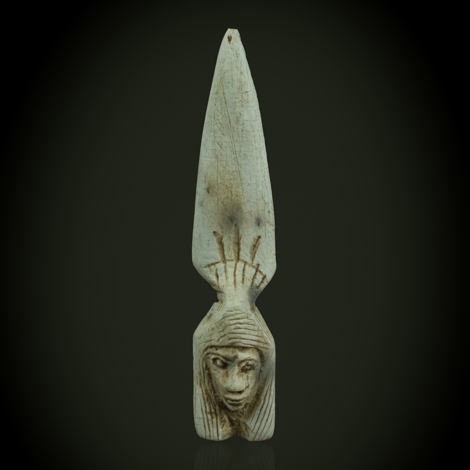 Hathor dagger sacred ritual blade with bovine deity hilt, Egyptian artifact