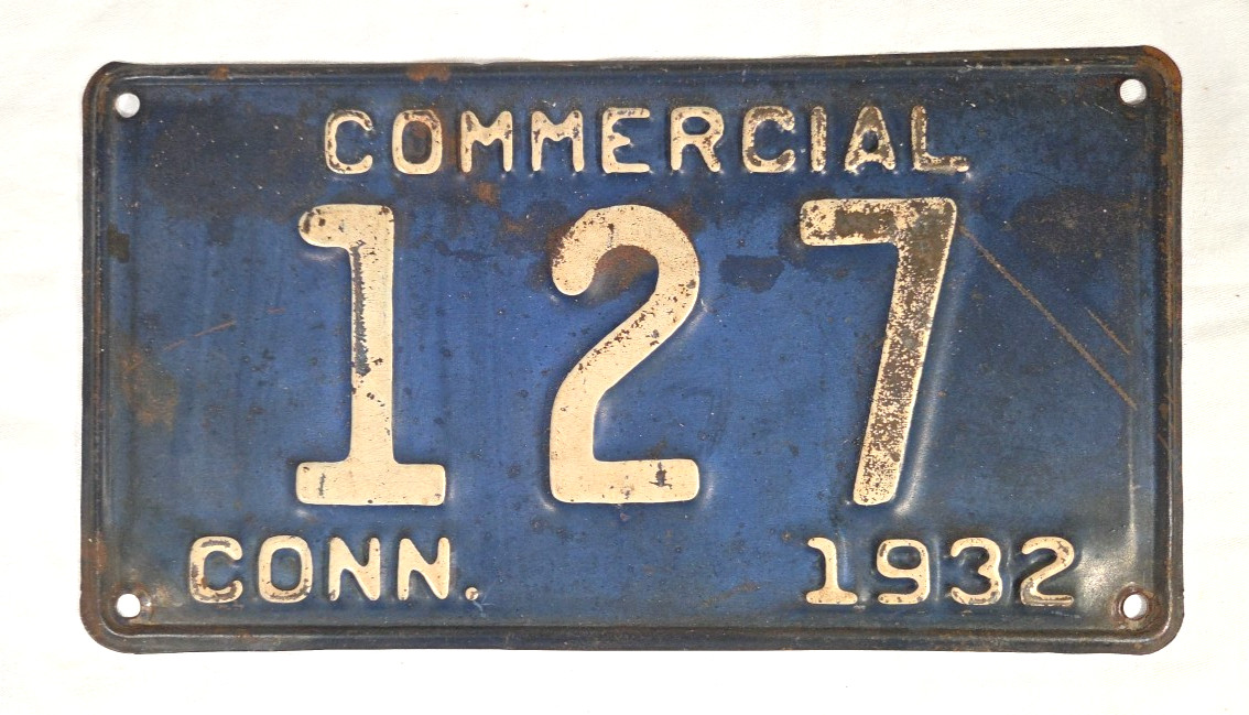 Connecticut 1932 RARE LOW NUMBER Commercial License Plate Expired