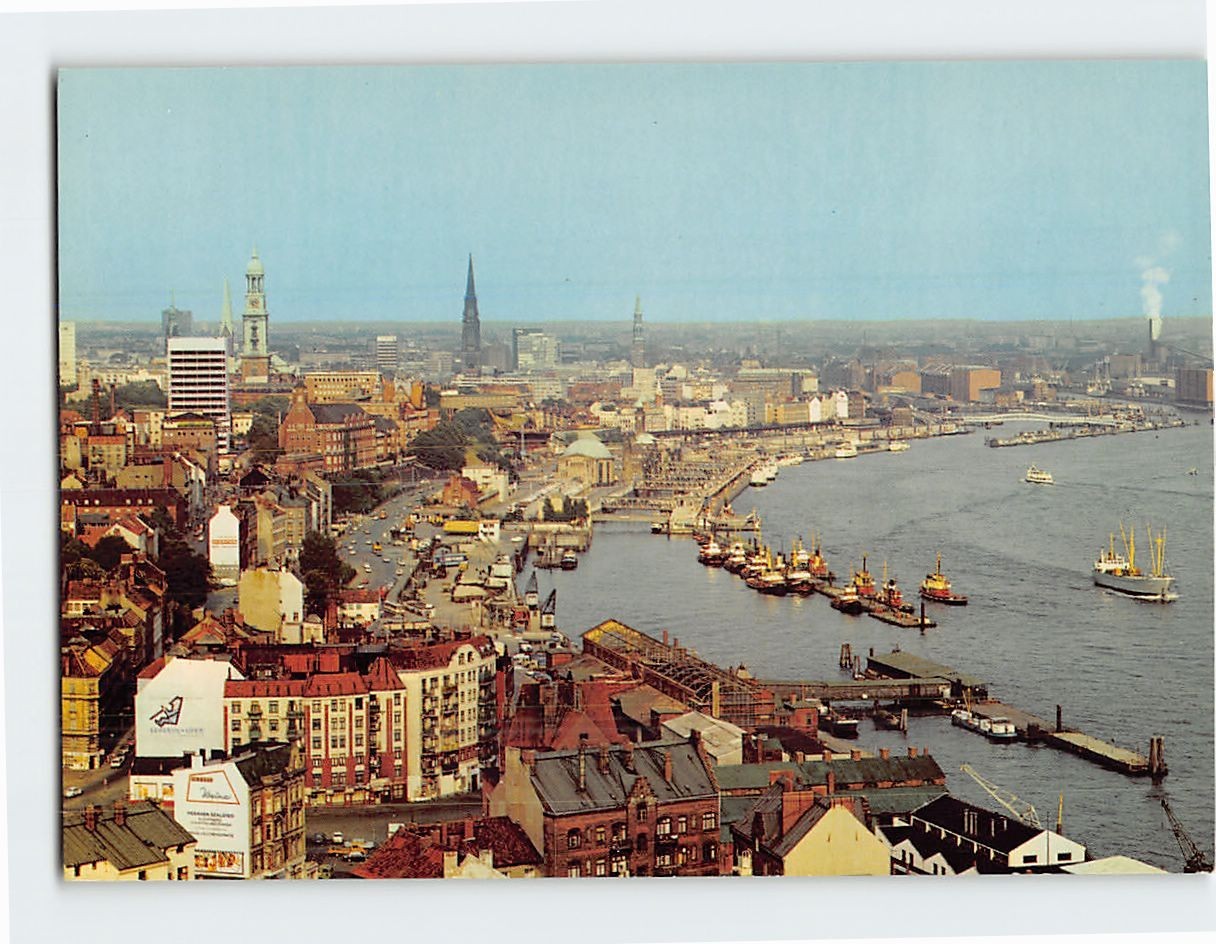 Postcard View of the Elbe & Town Hamburg Germany