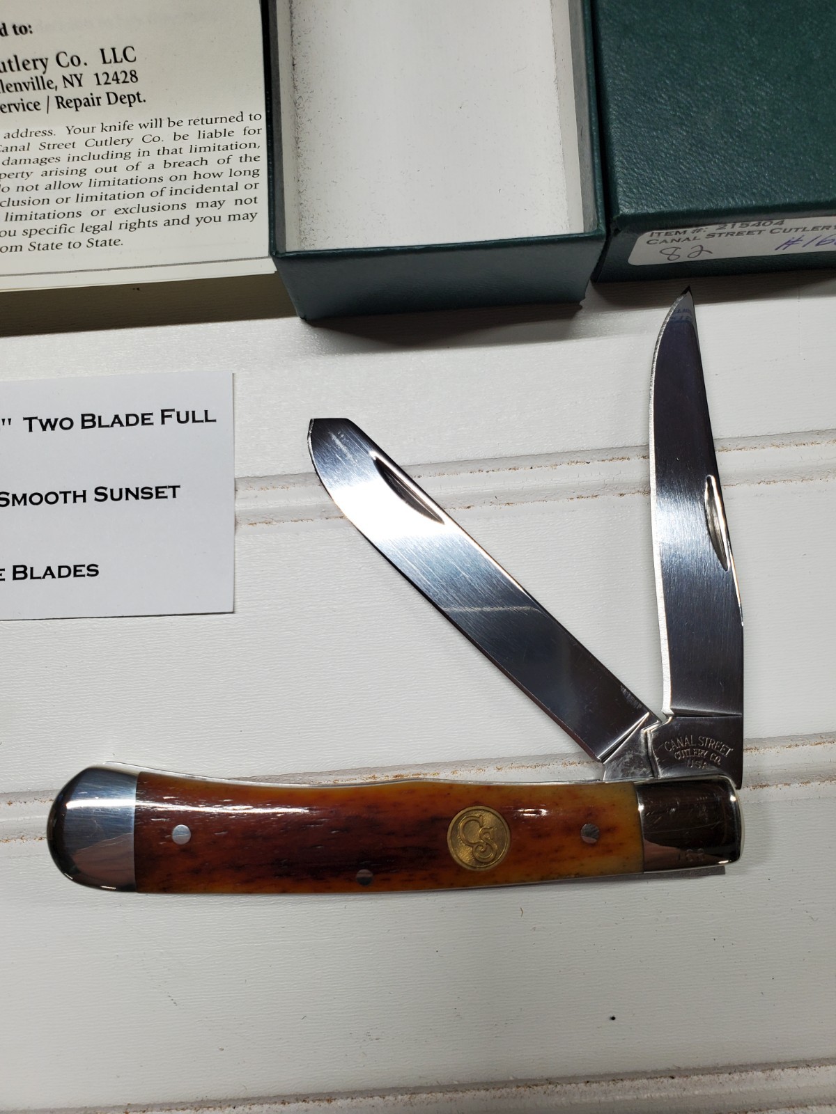 Rare Canal Street Cutlery Knife 2011 Smooth Sunset Bone Limited Run #168 NICE