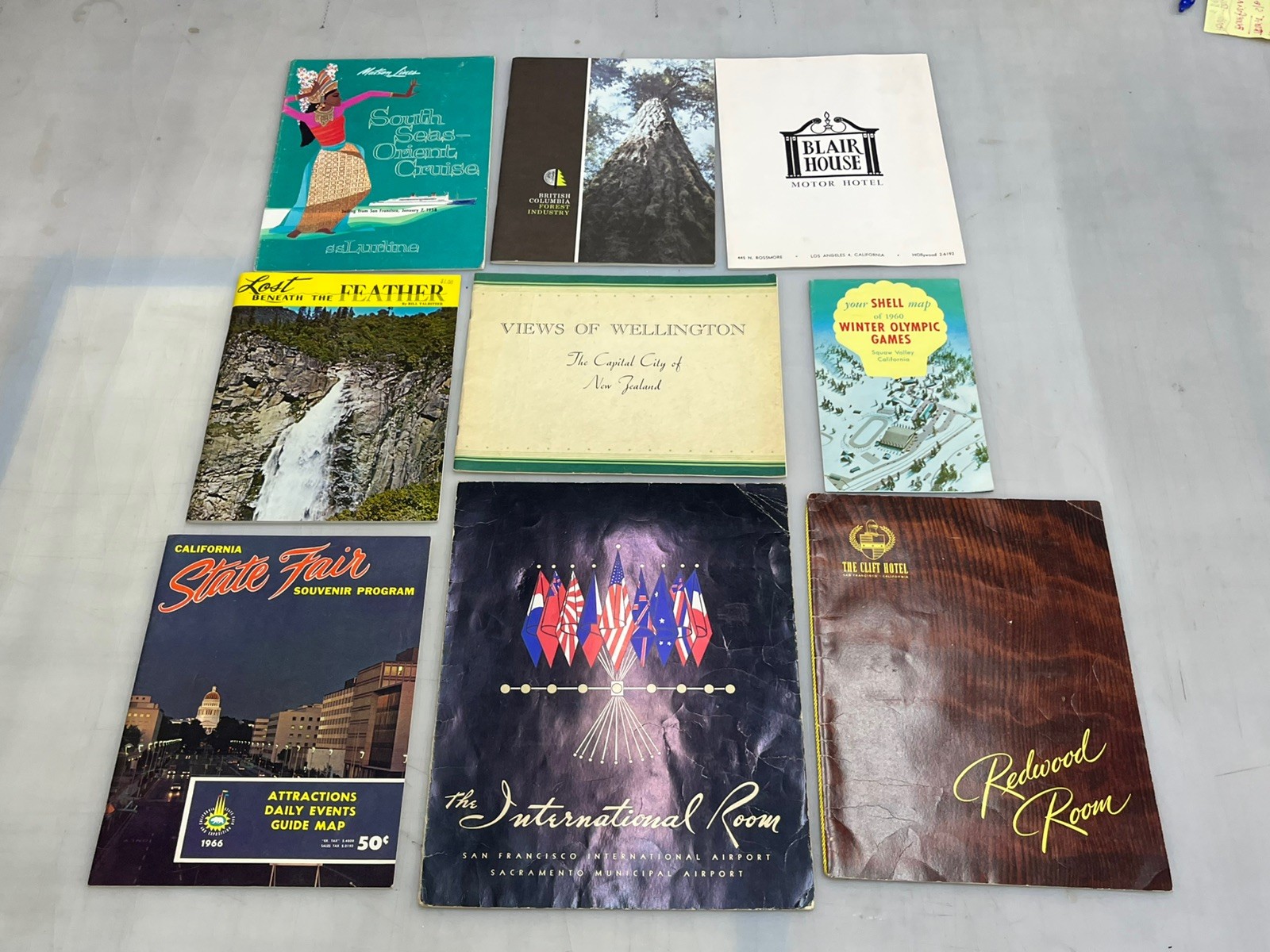 9 Vintage 1950’s 60’s Menus Brochures Souvenirs Olympics programs  