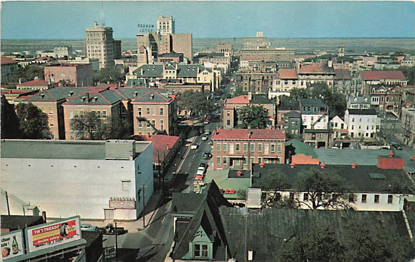 Postcard GA: Birdseye View Skyscrapers Looking Northeast, Savannah, Georgia