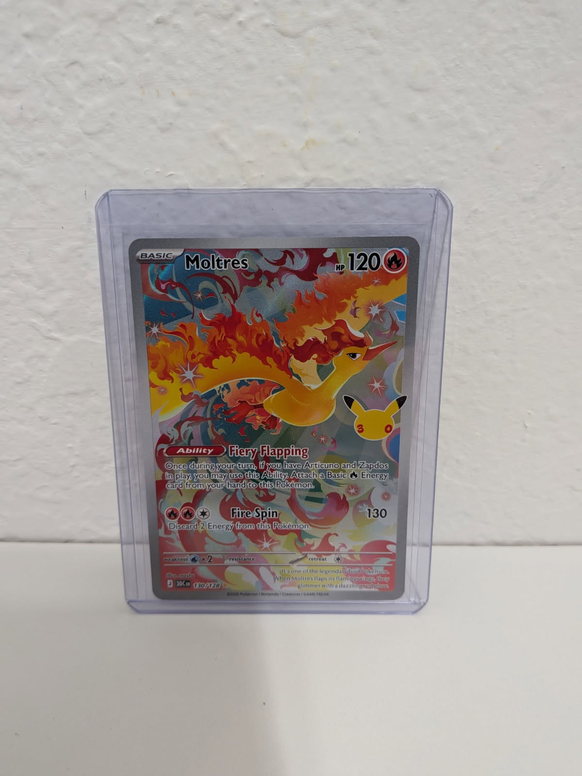 Pokemon 30th Anniversary Moltres 130/128 Illustration Rare Holo English NM