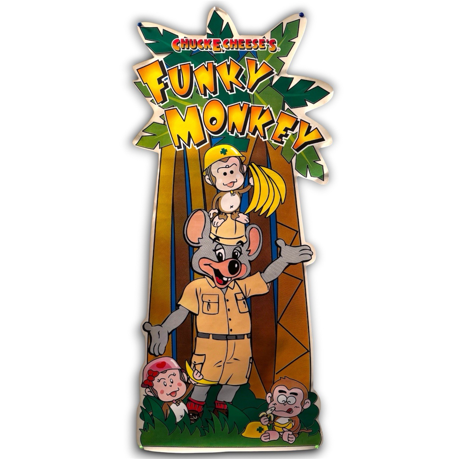 RARE: Vintage Chuck E. Cheese\'s - Original In Store JUNGLE DECAL SIGN - HTF 🌟