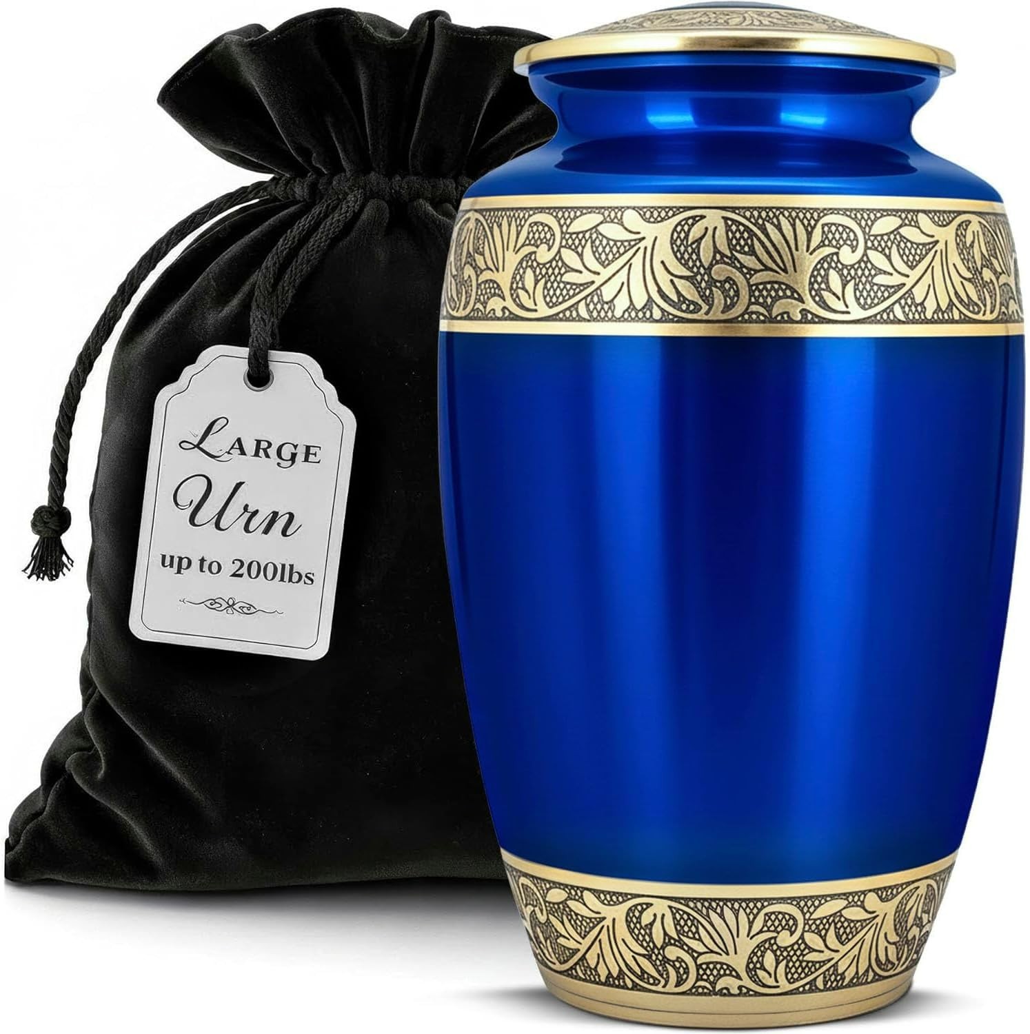 Blue Urns for Human Ashes Adult Female & Male 10 inches Ship by fedex