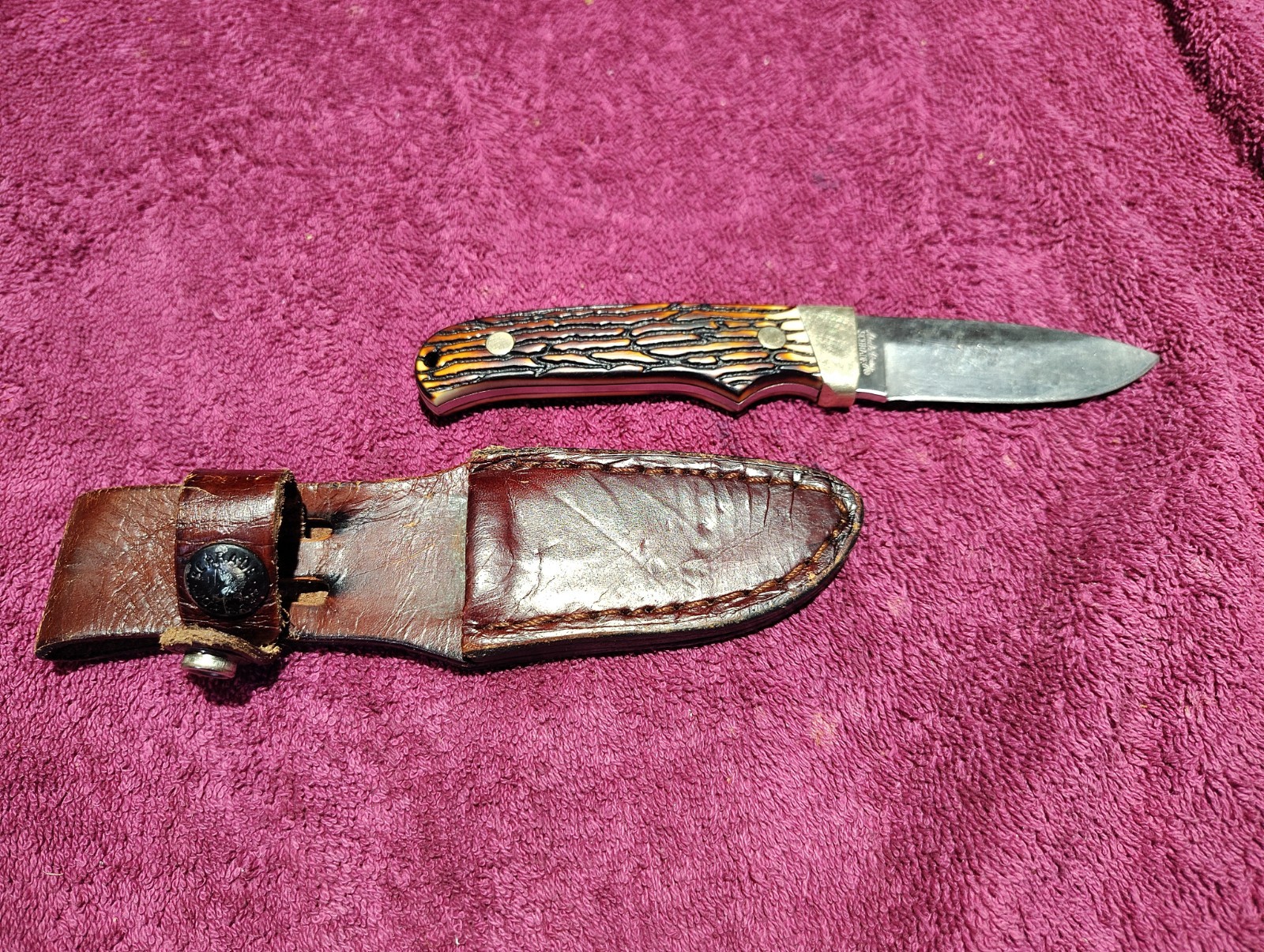 Vintage Uncle Henry PH2N Mini Pro Hunter Fixed Blade Hunting Knife With Sheath