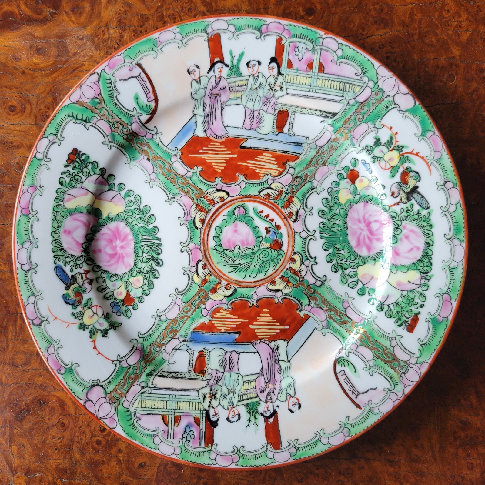 VTG Chinese Famille Rose Medallion Canton Porcelain Plate Qianlong Mark 10 1/2\