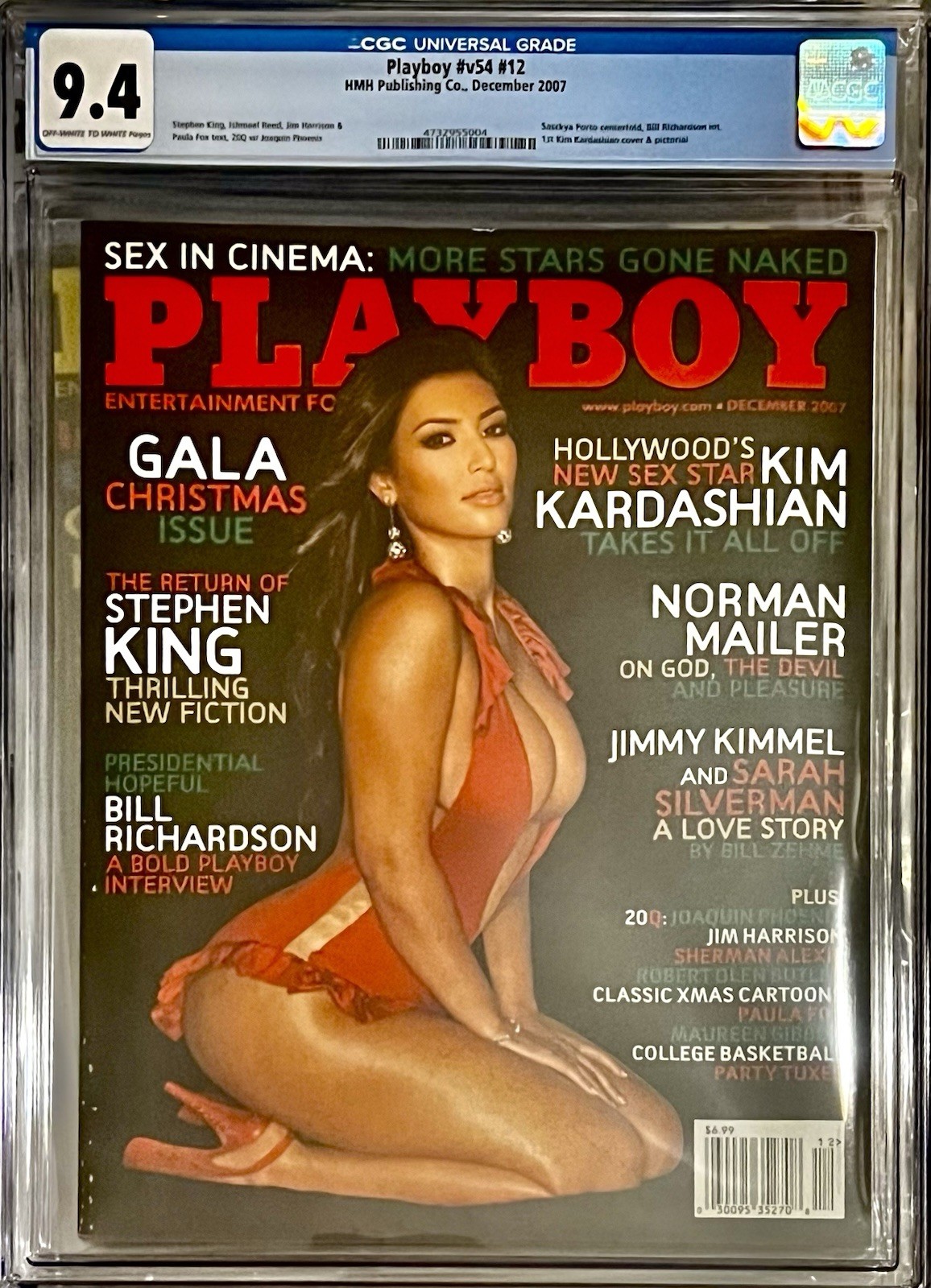 CGC 9.4 NM Playboy #v54 #12 1st Kim Kardashian Cover HMH Publishing Co. Dec 2007