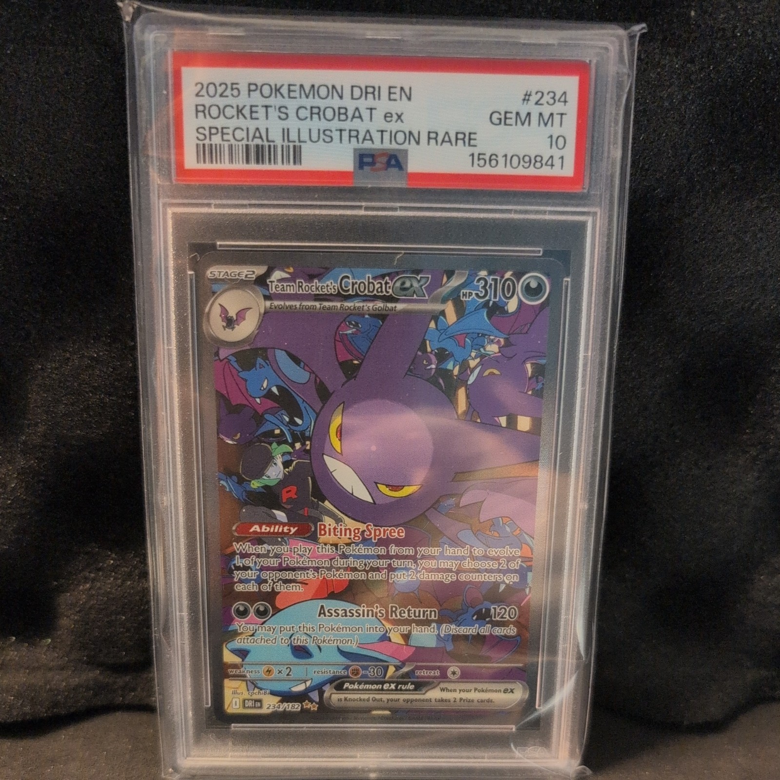 Pokemon Card Team Rocket\'s Crobat EX 234/182 Destined Rivals SIR PSA 10 GEM