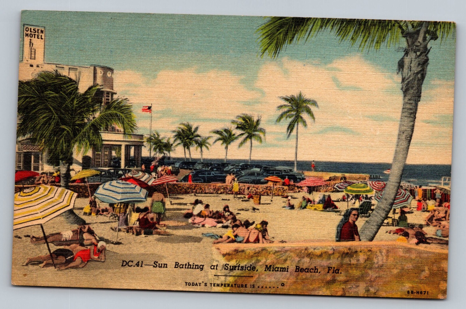 Sun Bathing At Surfside Miami Beach Florida FL c1930 Linen Vintage Postcard