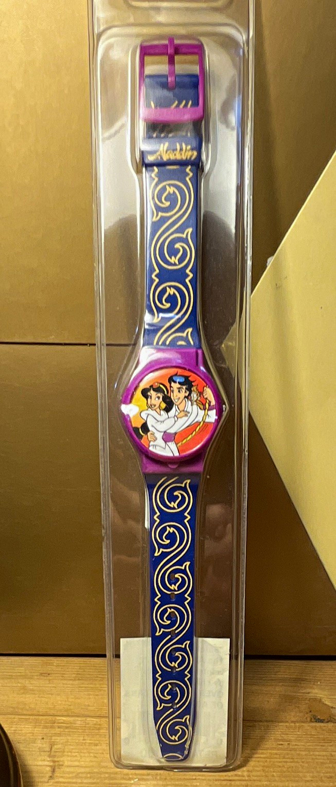 Disney Aladdin Character Wristwatch Blue Strap Purple Case Disney Franchise