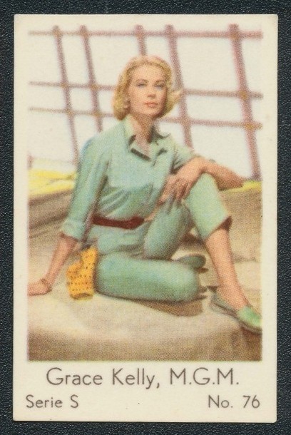 1957 GRACE KELLY MGM TV & FILM STARS DUTCH GUM CARD SERIE S #76 EX