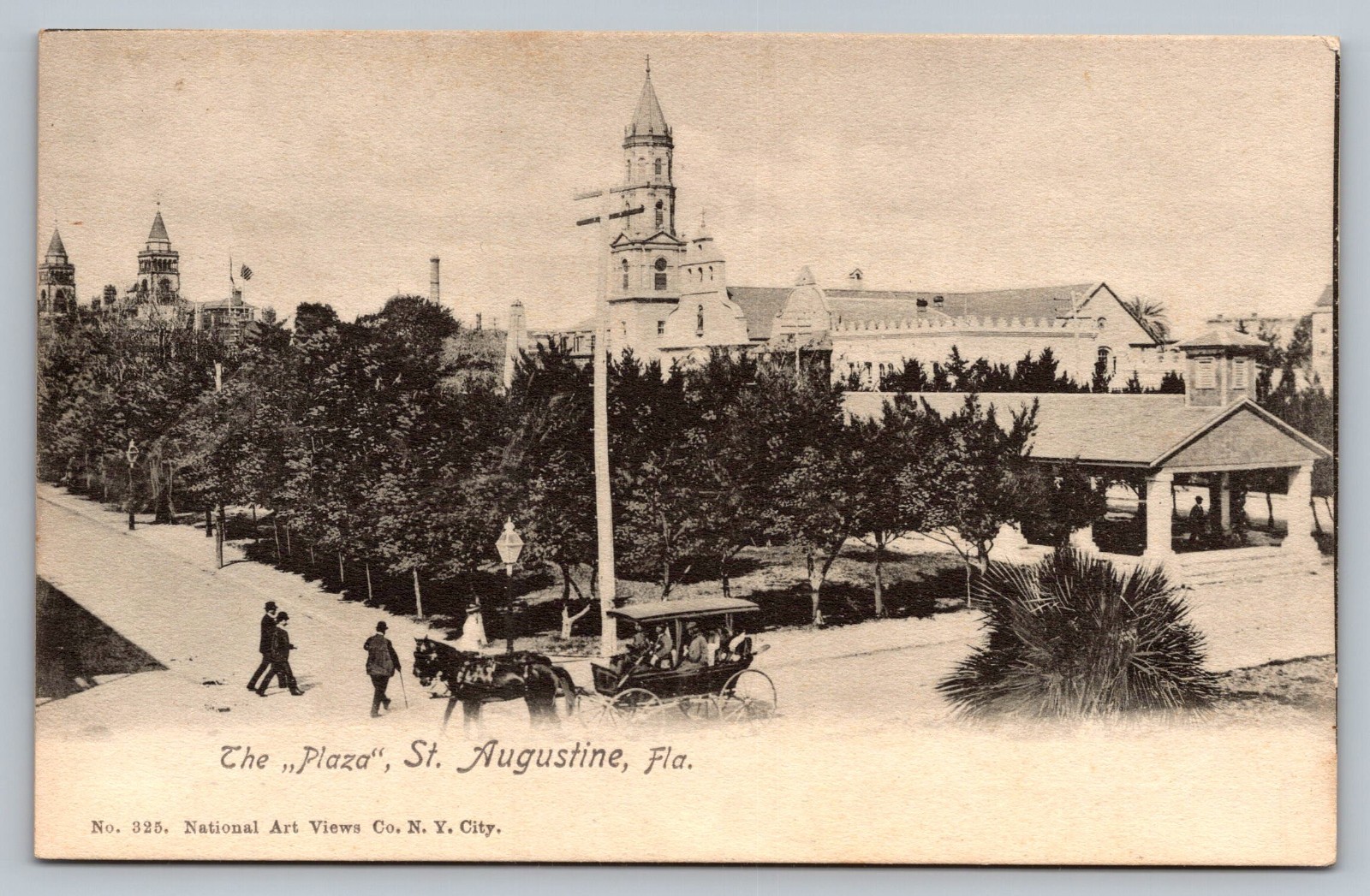 c1901 The Plaza St Augustine Florida FL Postcard Un-Divided Back Horse Buggy