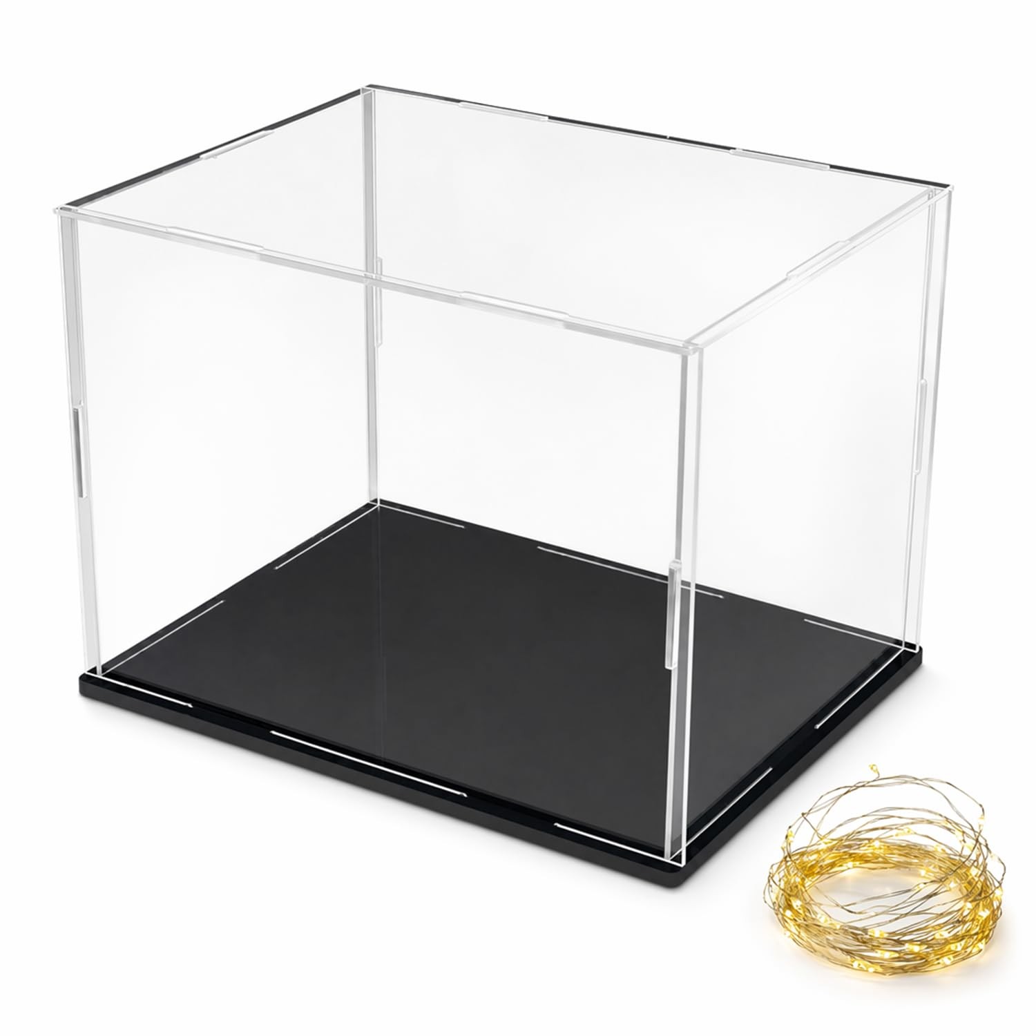 HAPYMSLA Acrylic Display Clear Case 8x4x4inch, With Black Base