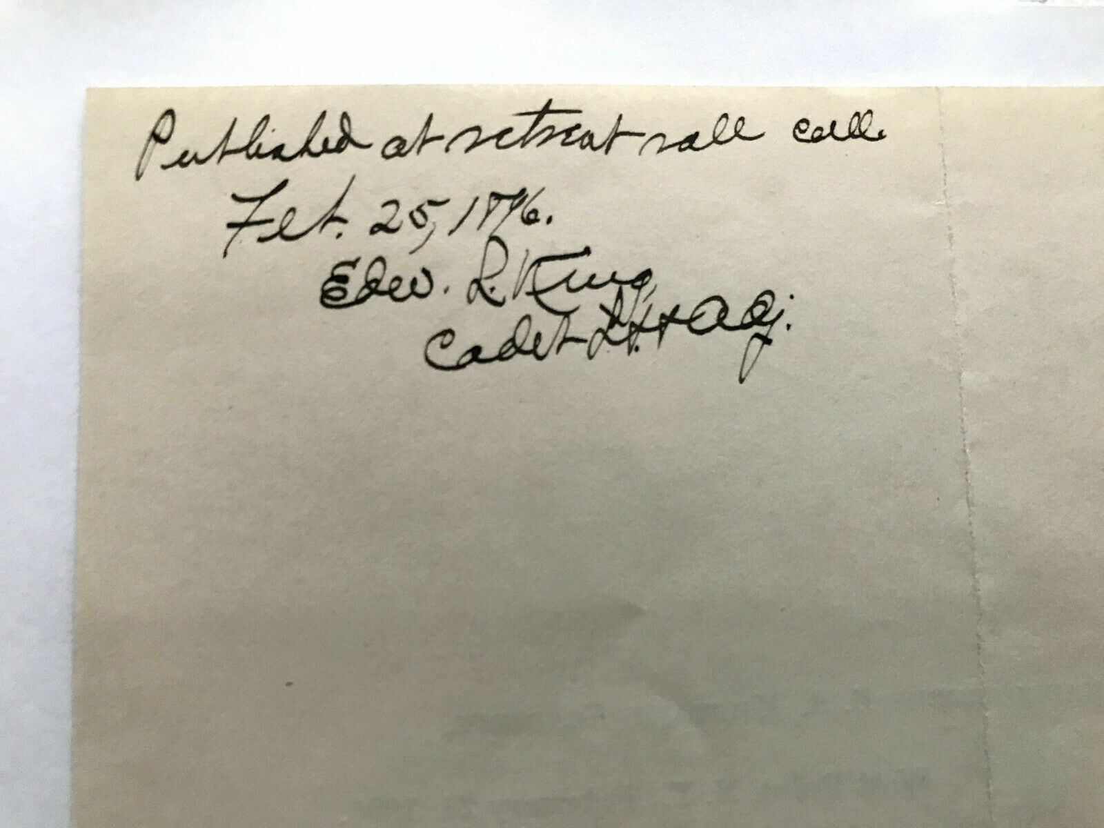 1896 SIGNED USMA WEST POINT FOOTBALL CAPTAIN & MAJOR GENERAL LEONARD KING DOC 