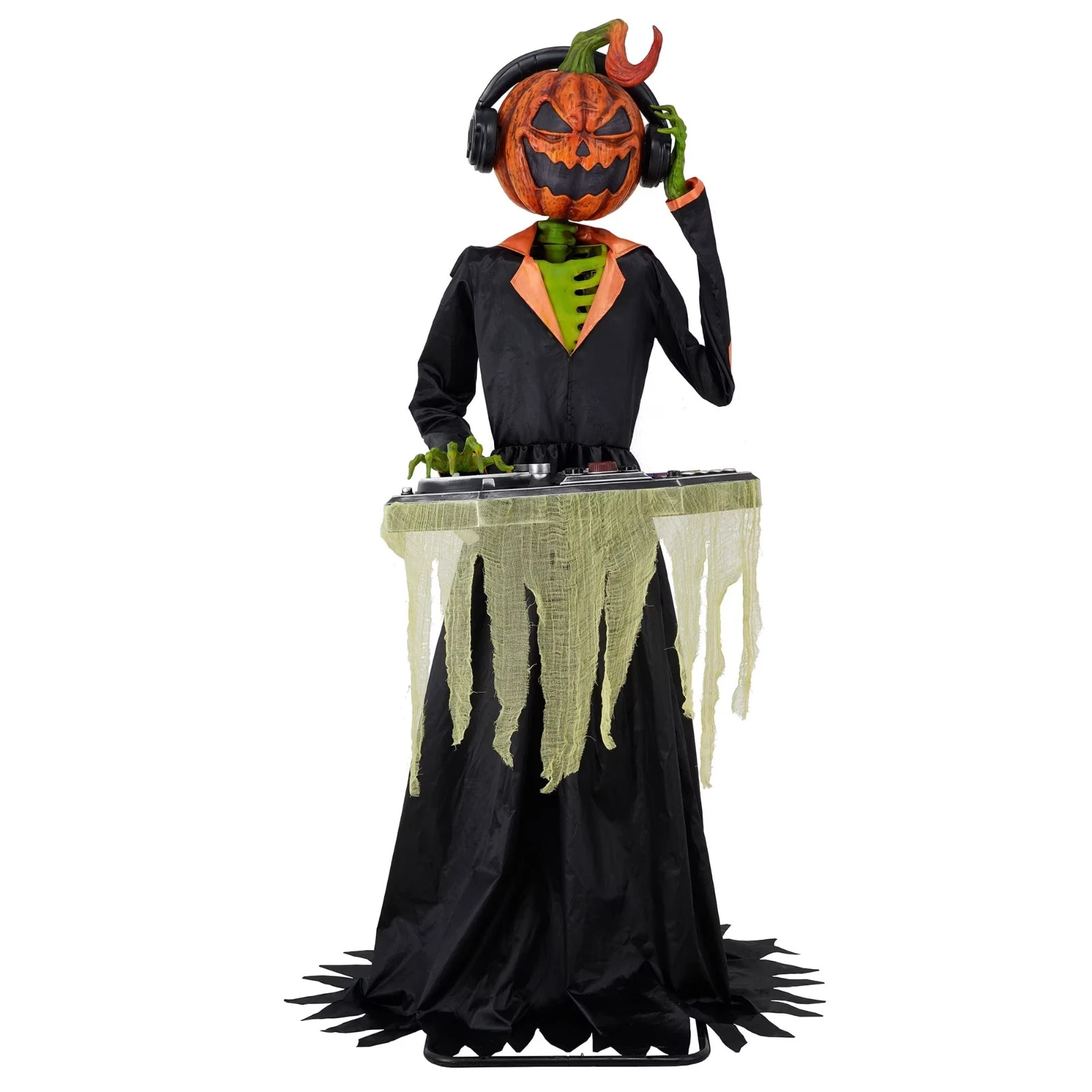 Animated DJ Jack with Turntable Halloween Outdoor Decor, 72 In