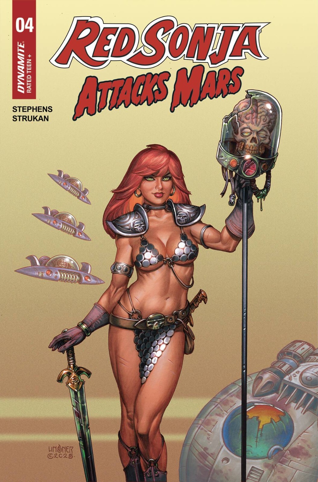 ⛓️‍💥  RED SONJA ATTACKS MARS #4 CVR A LINSNER w/trading card. *7/23/25