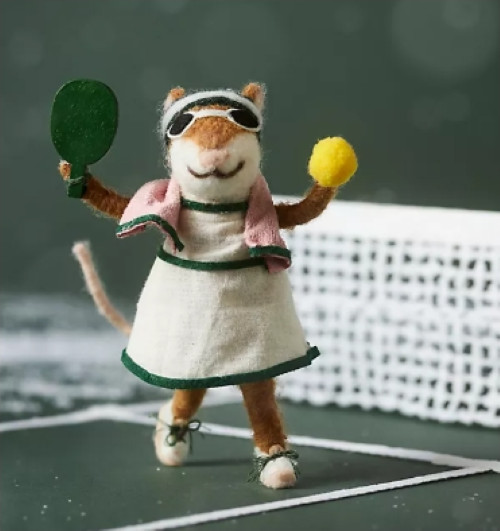 New Anthropologie Xmas Ornament wool felt Pickleball Mouse Hobbies Sport 6