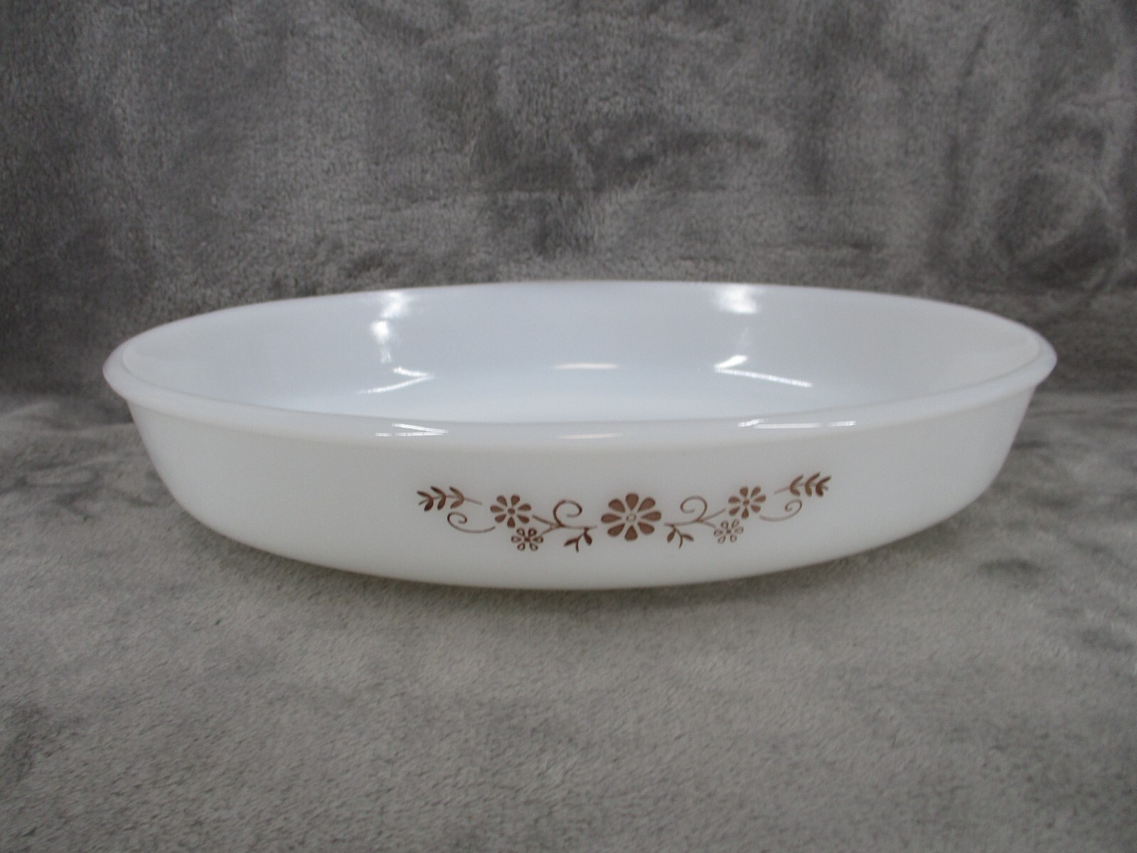 Dynaware Oval Casserole Dish Baking Pyr-O-Rey Brown Daisy Design #21 8x10x2 VTG