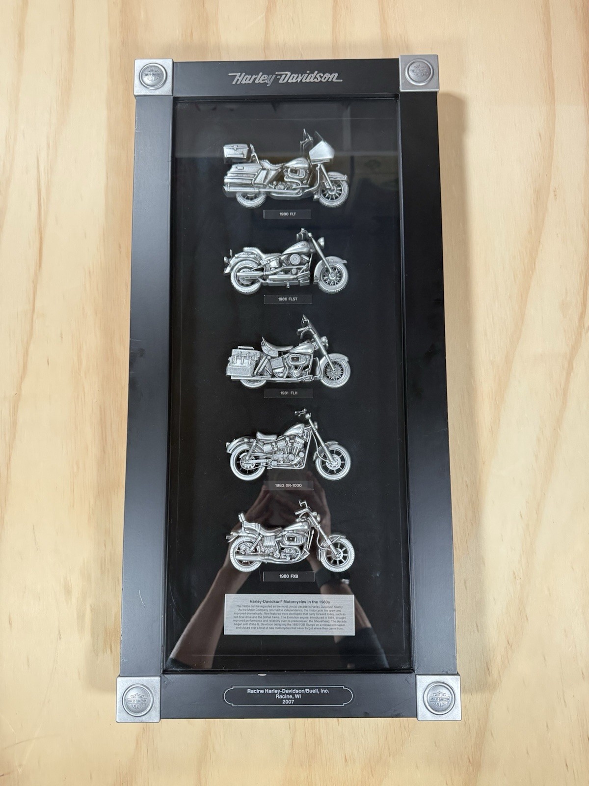 VTG 2007 Racine WI Harley Davidson/Buell Motorcycles 1980s Pewter Shadowbox