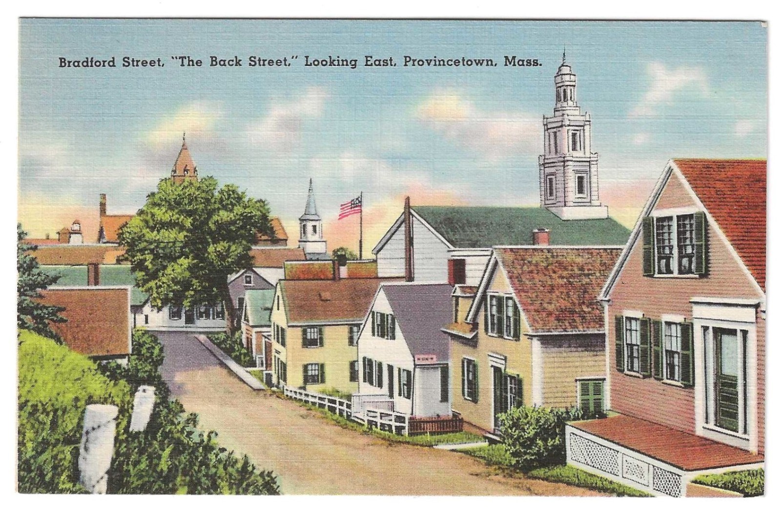 Provincetown MA-Massachusetts - Houses on Bradford Street Looking East Postcard