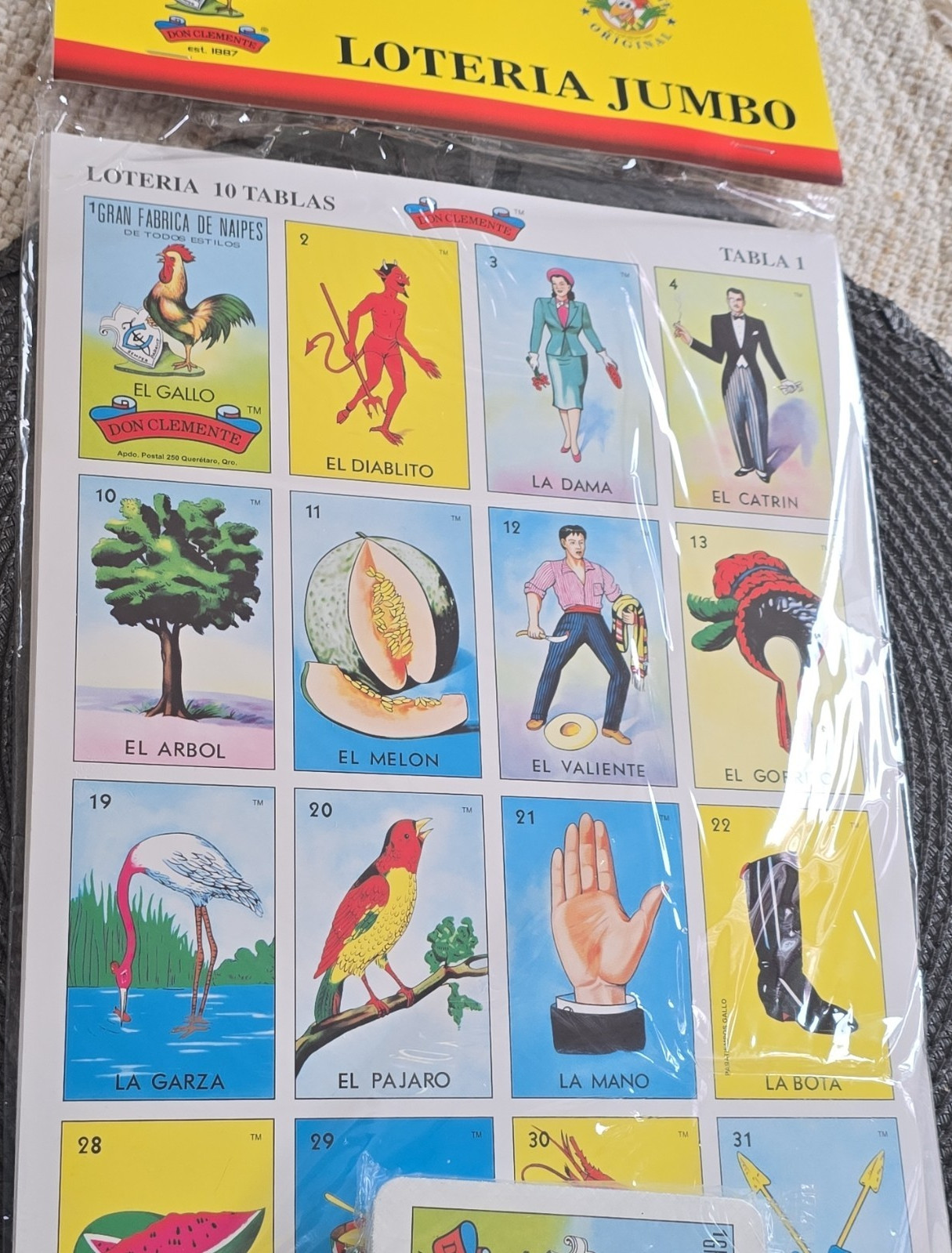 Don Clemente Lotería Jumbo Mexican Traditional Game Set 10 Tablas