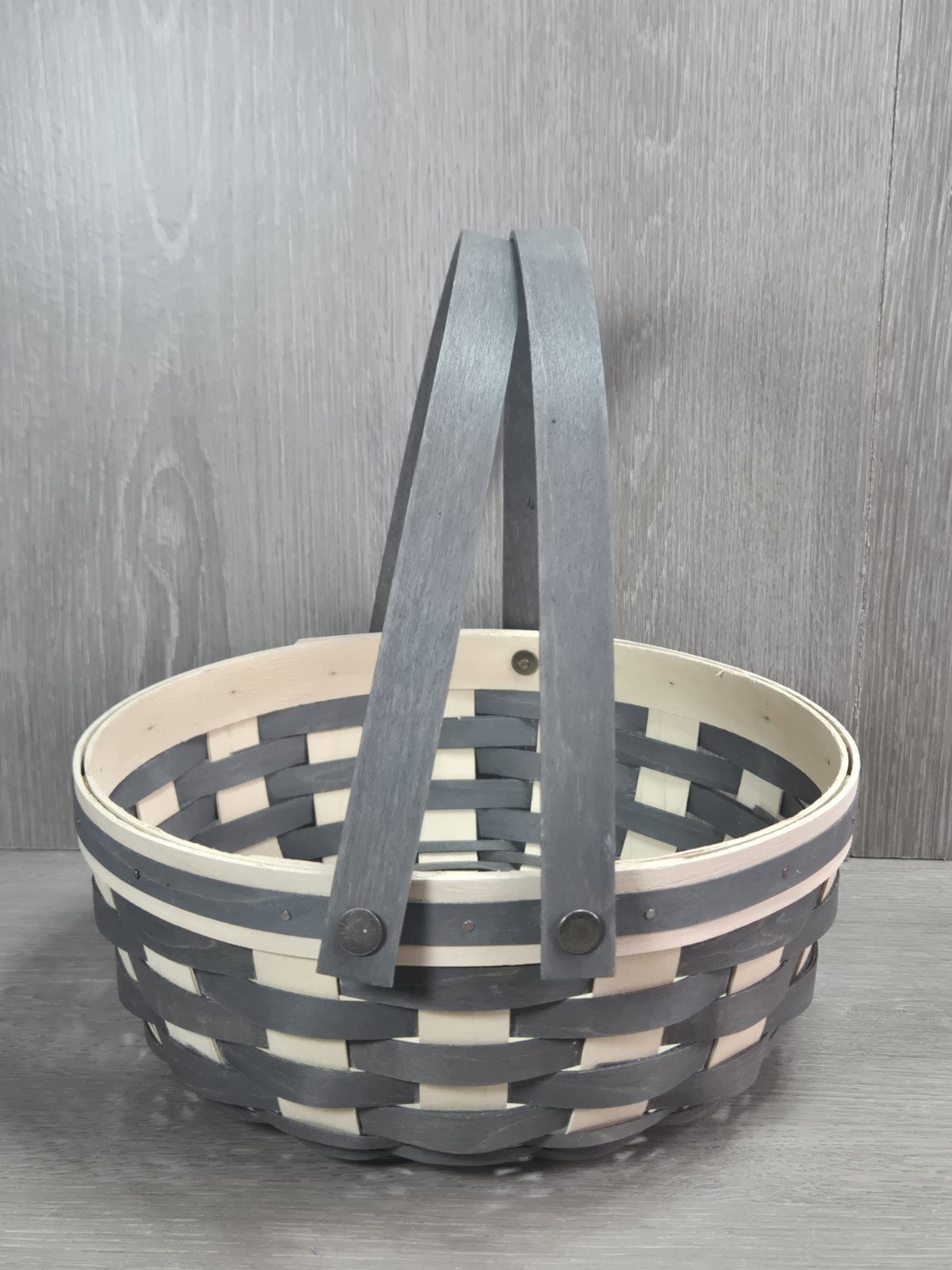 Longaberger Social Gathering BASKET Grey and White Double Handle