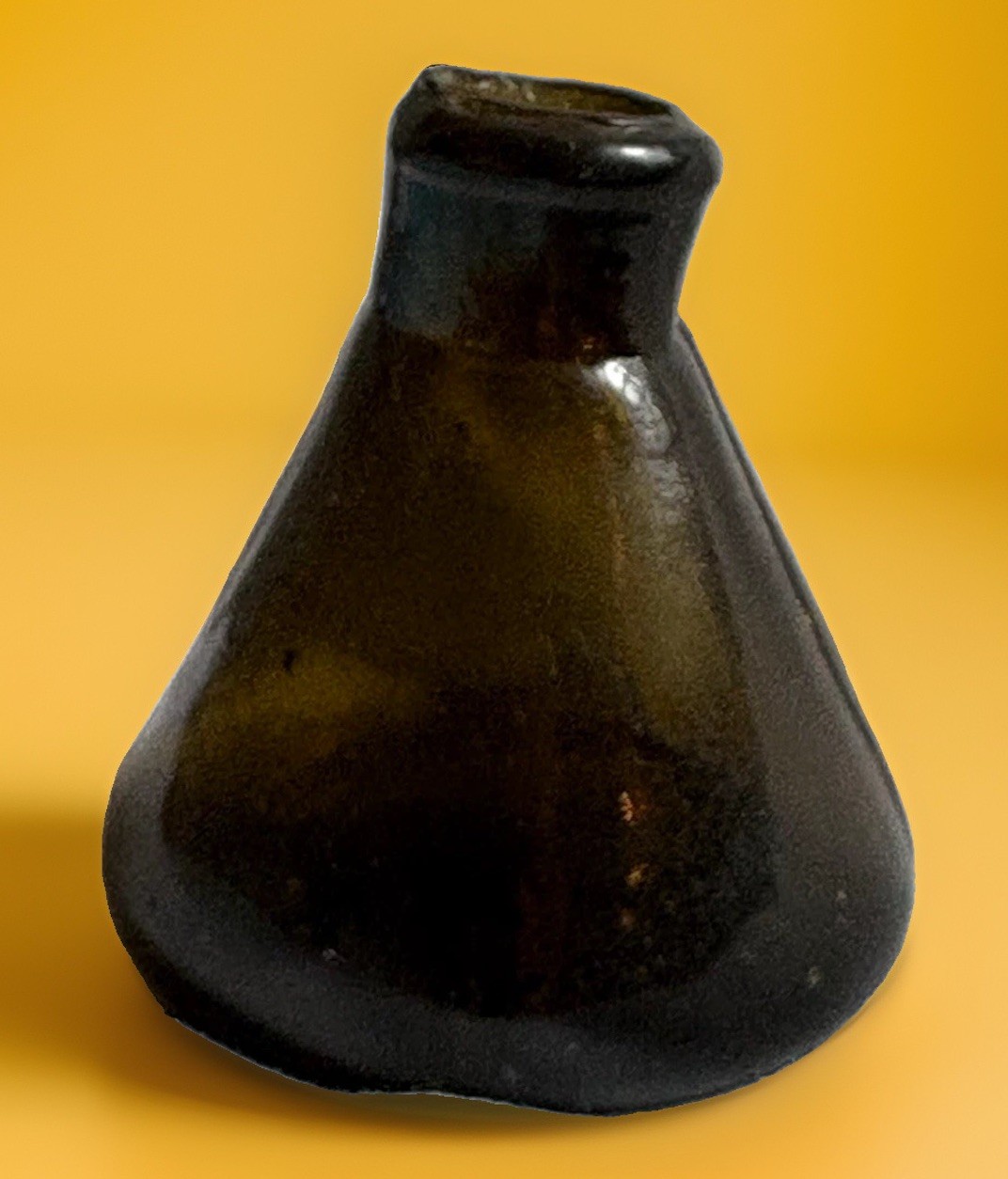 Antique Amber Glass Ink Bottle, Dark Amber/Brown, Pontil Mark