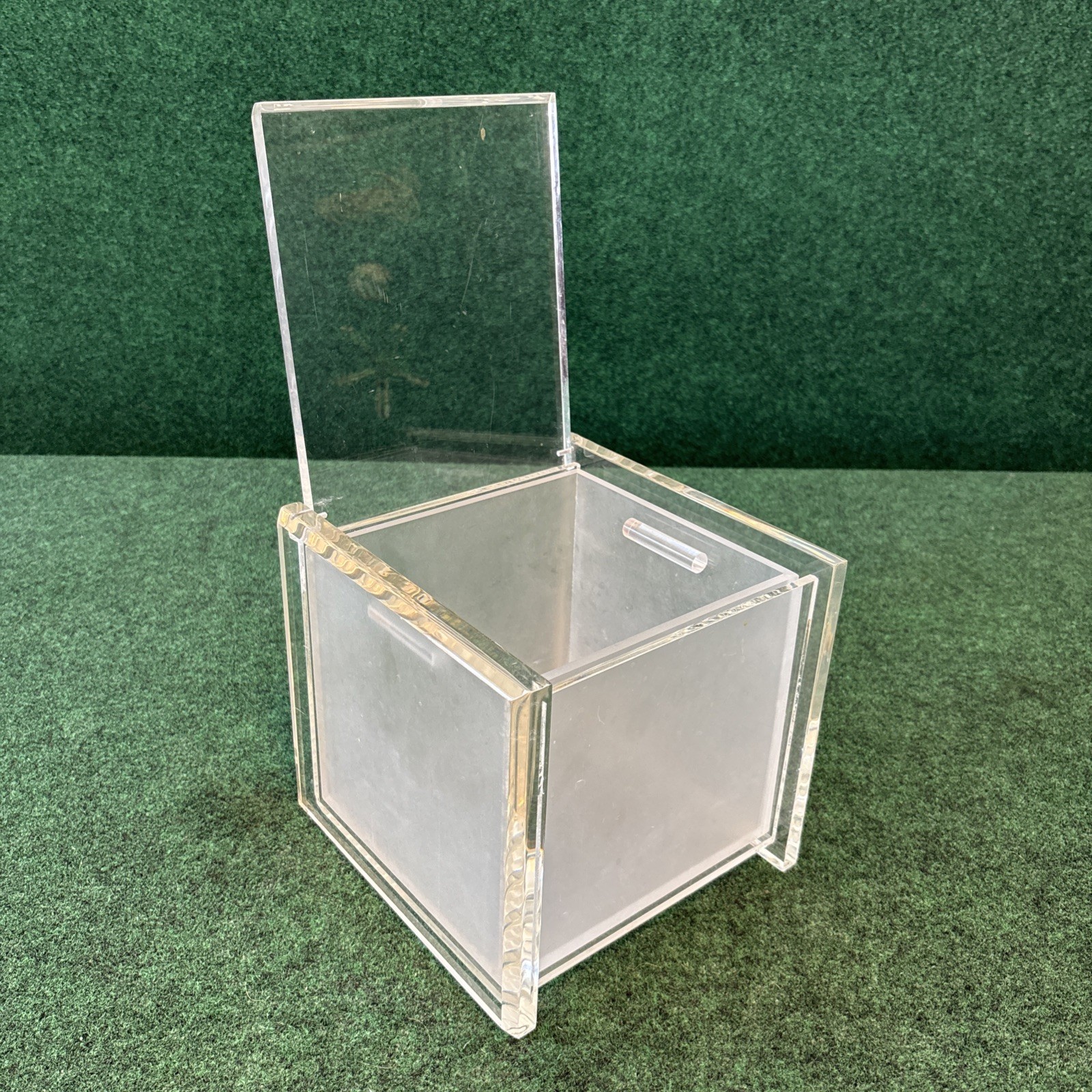Vintage~Thick Lucite/Acrylic Square Box Ice Bucket~Double Walled~Space Age~MCM